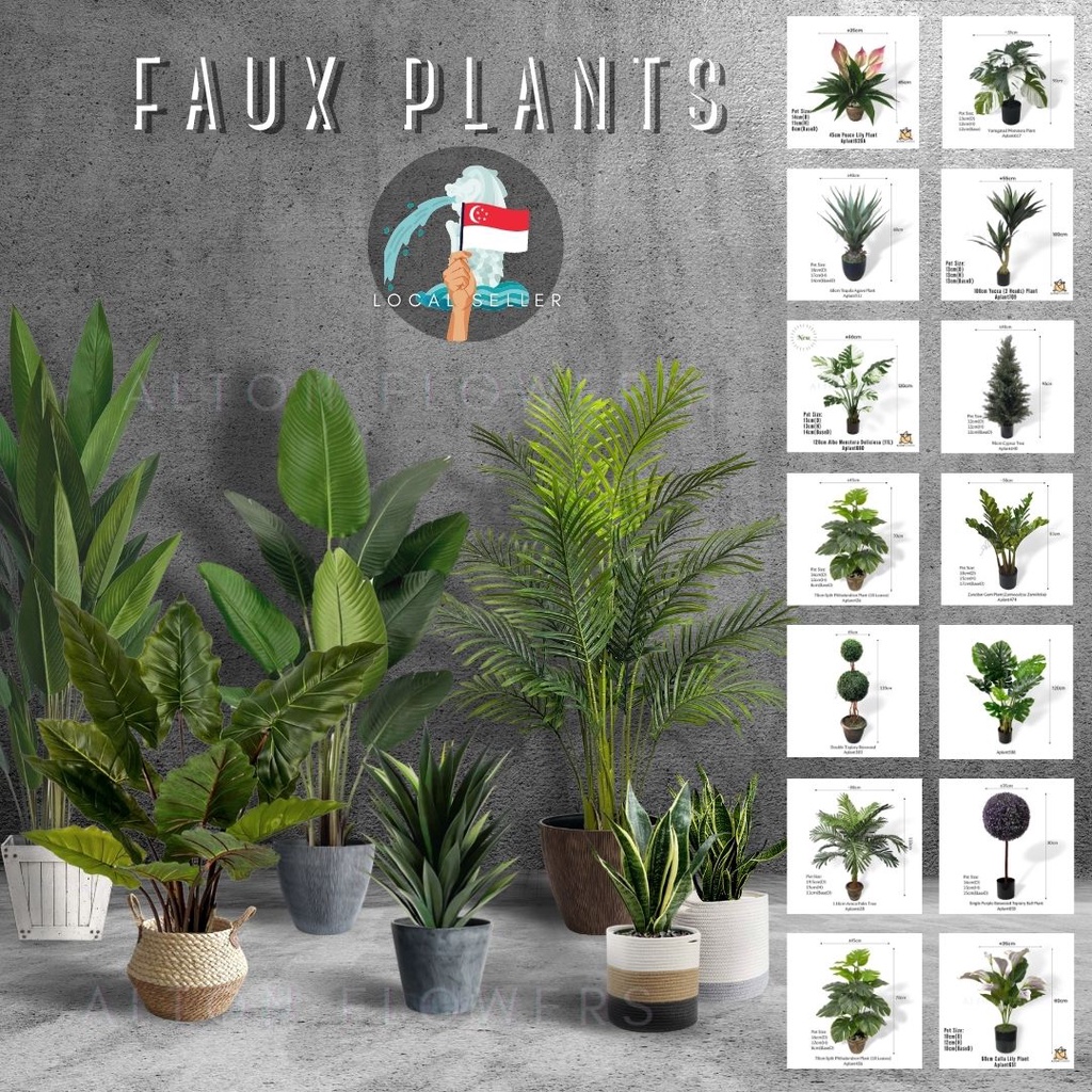 SO MANY KINDS! Artificial Plants 45-160cm Indoor Outdoor Types Leaves Home Decoration Hotel Faux Variety Fake Tree