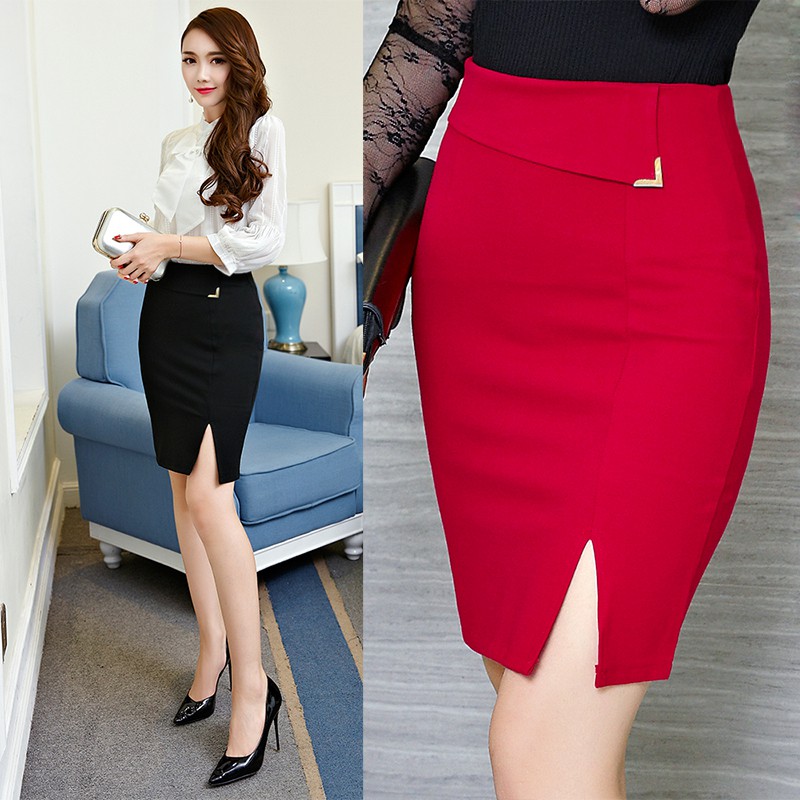 Women Pencil Skirts High Waist Bodycon Mini Skirts OL Office Elastic Work Skirt Shopee Singapore