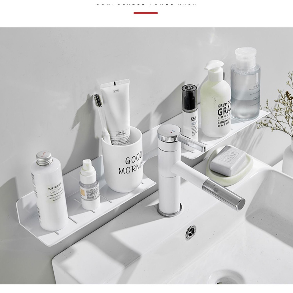 FAST SHIPPING 🚛💨💨💨No-Drill Wall-Mounted Black Bathroom Sink Rack Space ...