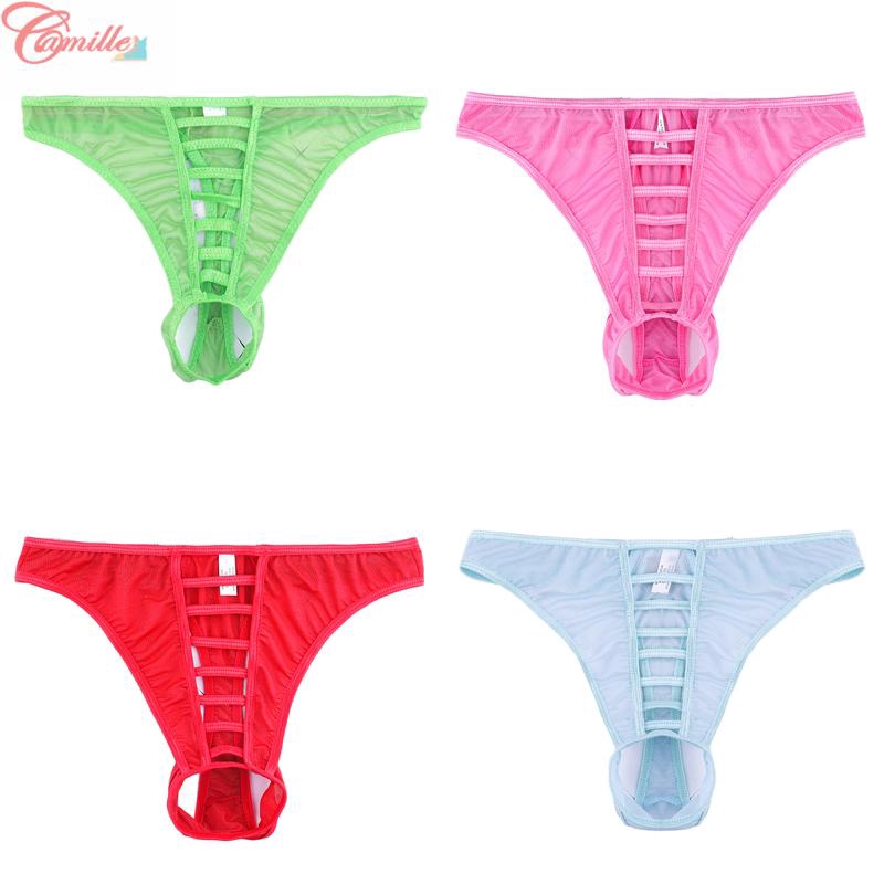 Men's Male Underpants Thongs T-back Panties Sexy Breathable See through ...