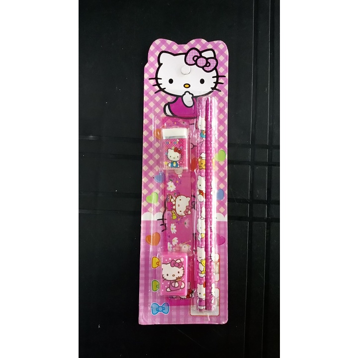 Hello Kitty Stationary Set (pencils, eraser, sharpener, ruler) | Shopee ...