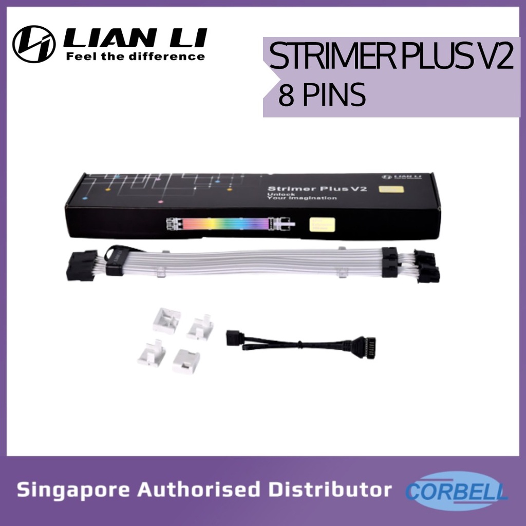 LIAN LI STRIMER PLUS V2 RGB EXTENSION CABLE MB 24-PIN, GPU DUAL 8