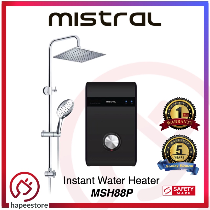 Mistral Instant Rain Shower Heater with DC Pump MSH88P (Silver