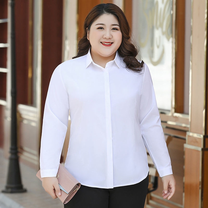 45 130kg M 8XL 2Colors Women Plus Size Long Sleeve White Office Shirt Summer Office Blouse Large Size Big Loose Blouse Big Size Formal Office Wear Office Top Shirt OL Work Wear Business Attire Blouse ...