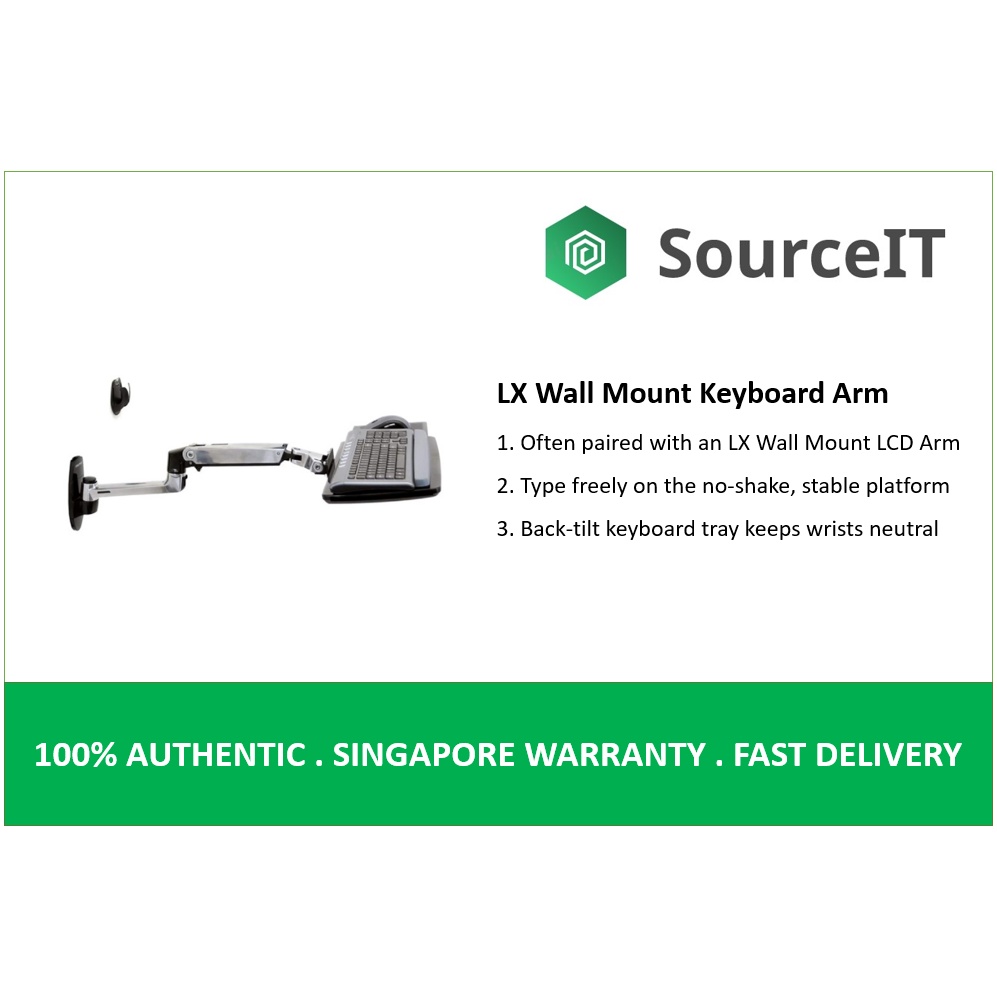 Ergotron LX Wall Keyboard Arm Polished Aluminum 10 Years Warranty