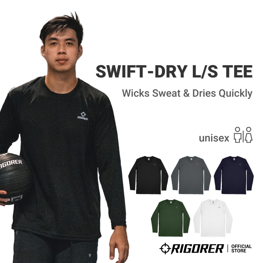 [BEST QUALITY] Rigorer Swift-Dry Training Long Sleeve T-Shirt [SS003]-(Exercise Gym Quick Dry Dri Fit Unisex Sports Top)