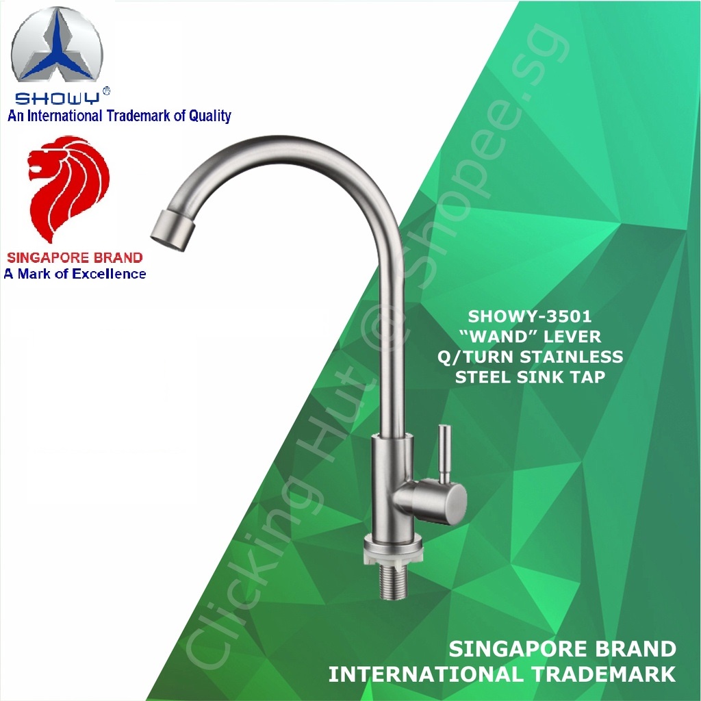 [SG LOCAL SELLER] SHOWY WAND LEVER Q/TURN STAINLESS STEEL SINK TAP- (A ...