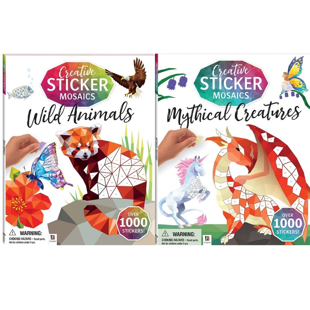 Creative Sticker Book Mosaics Wild Animals/Mythical Creatures (Hinkler) Shopee Singapore