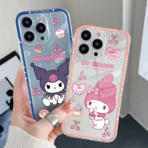 for Samsung Galaxy S22 Plus Note 20 Ultra 10 S21 FE S20 Kuromi My Melody Clear Transparent TPU Gel Case Air Cushion Square Edge Anti-Drop Cover