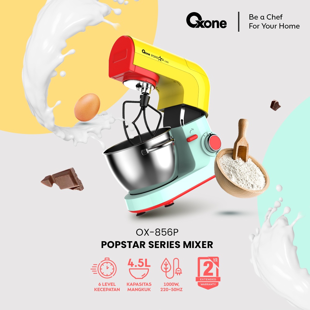 Oxone OX856P Standing Mixer POP STAR Pengaduk Pengocok Adonan Kue 4.5L - Gambar 3