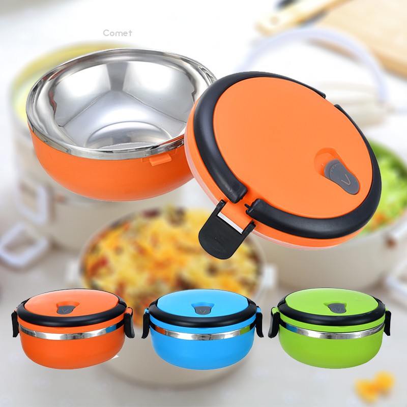 Comet Round 1 Layer Stainless Steel Thermal Insulated Lunch Box Bento
