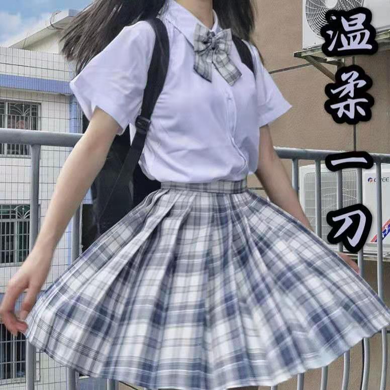 Gentle one-cut Japanese jk uniform set in school Brand Genuine Spring  College Style Sweet Check Skirt