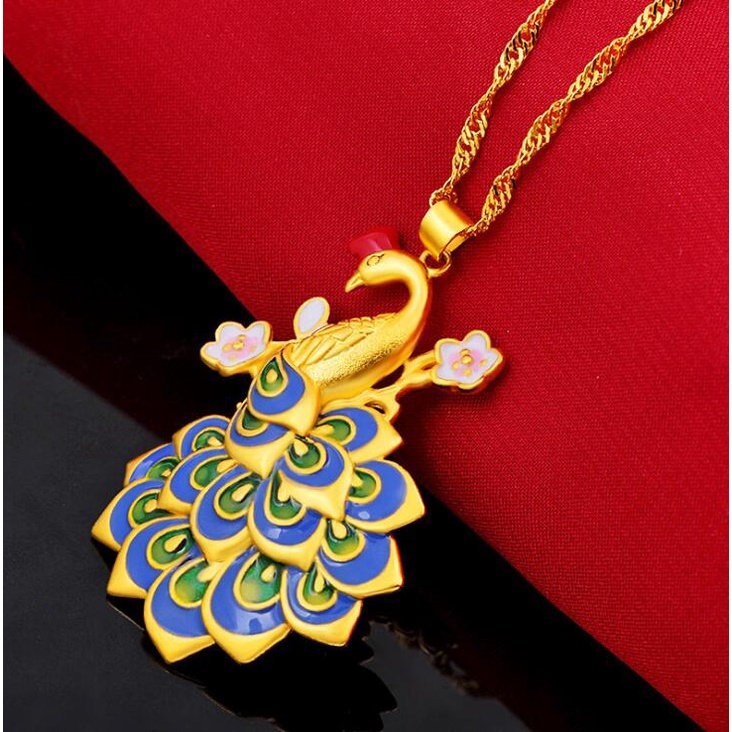 Priya Fashion American Diamond Gold Plated Peacock Pendant Set with Chain