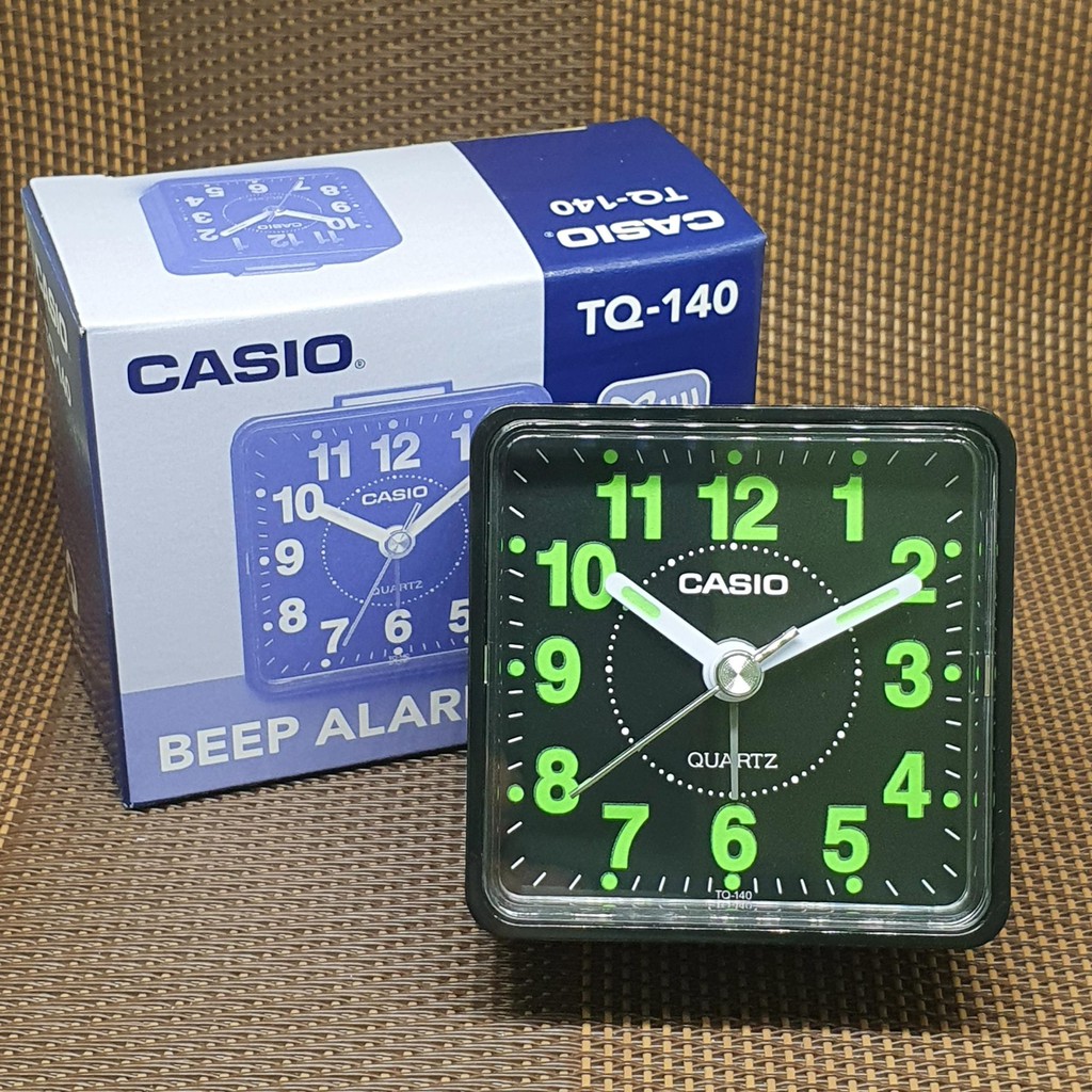 [Original] Casio TQ1401D Quartz Analog Black Square Battery Classic Small Alarm Clock Shopee