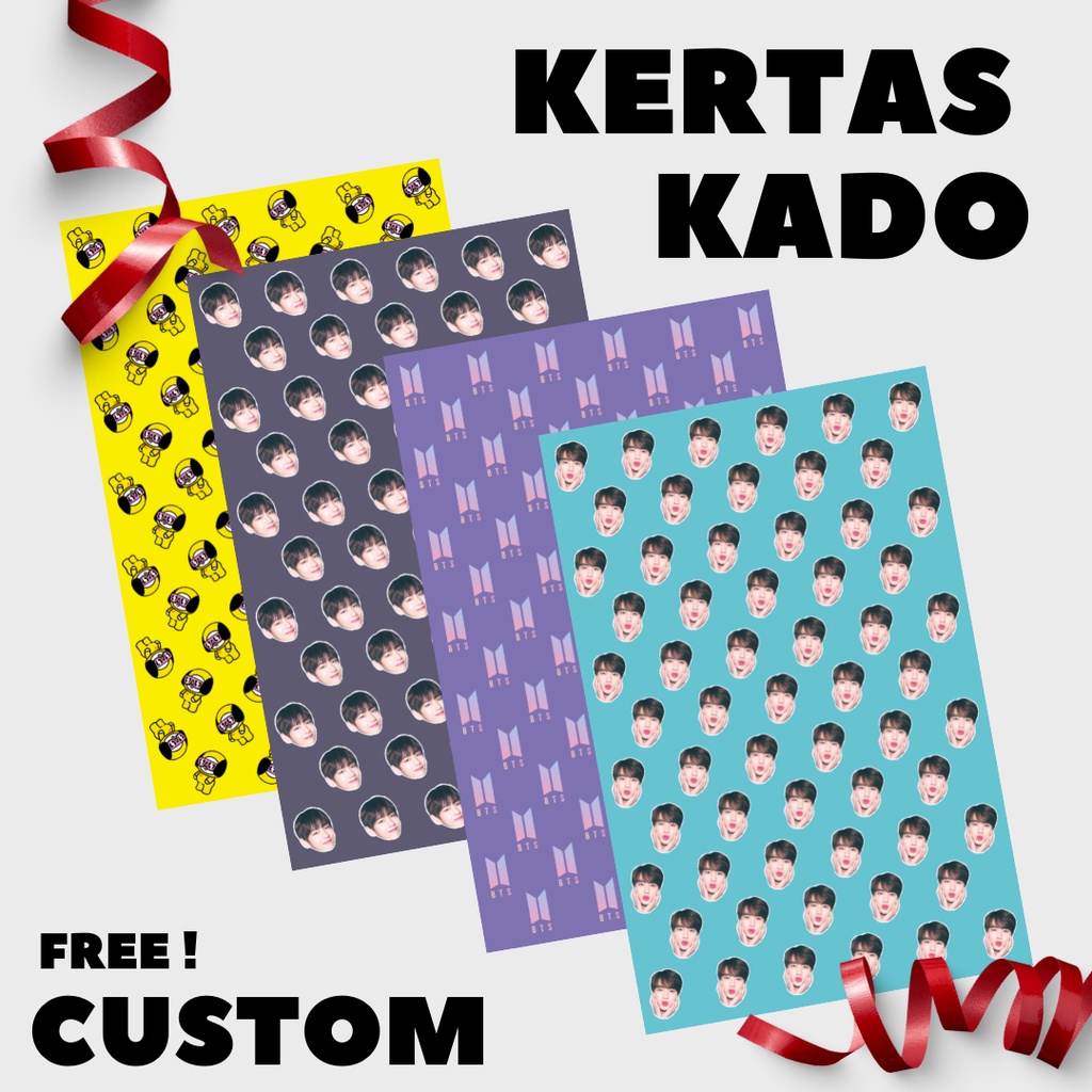 Custom GIFT PAPER using your own photo/bts kpop idol, blackpink/anime ...