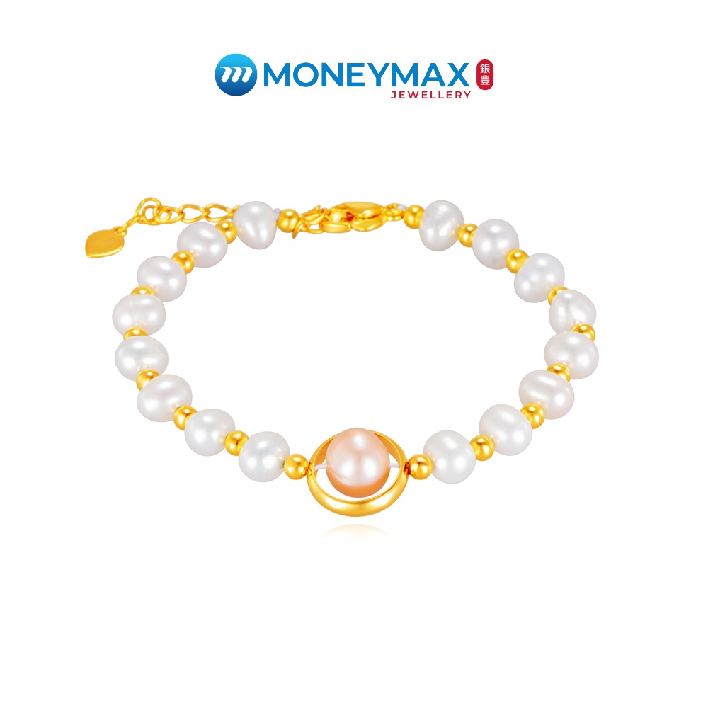 Adorned Pearl Bracelet with Plated Gold Bead Spacers | MoneyMax Jewellery| MPB060