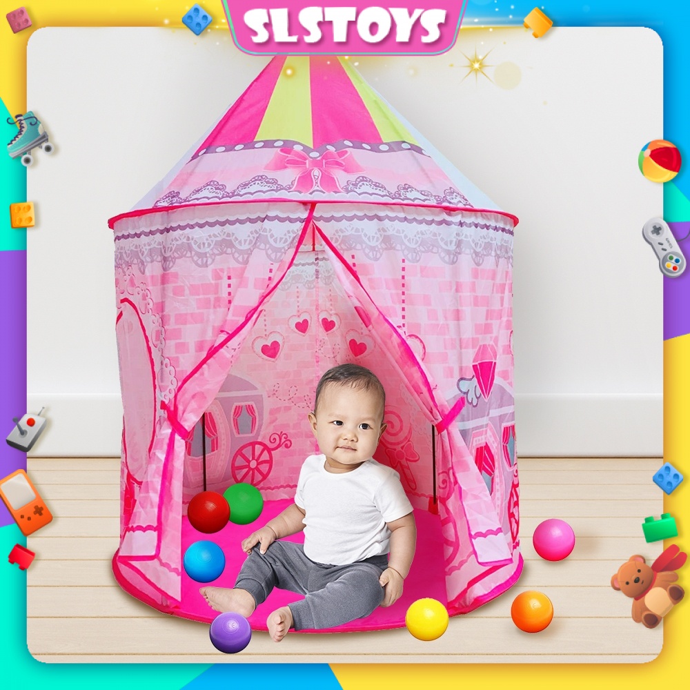 Mini Inflatable Playground Pit Pink Princess Castle for Pool Balls ...