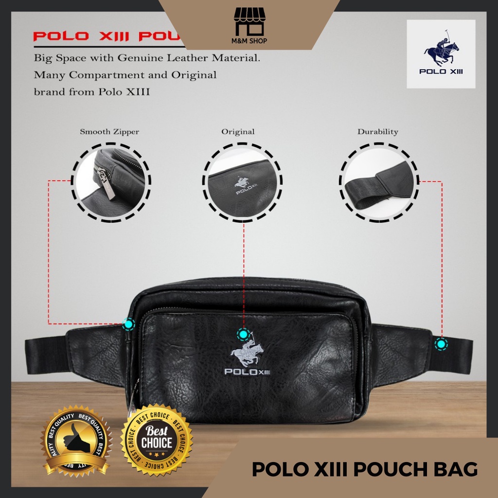 POLO XIII Pouch Bag Stylish Pouch Bag Genuine Leather Bag Lelaki VP32 Shopee Singapore