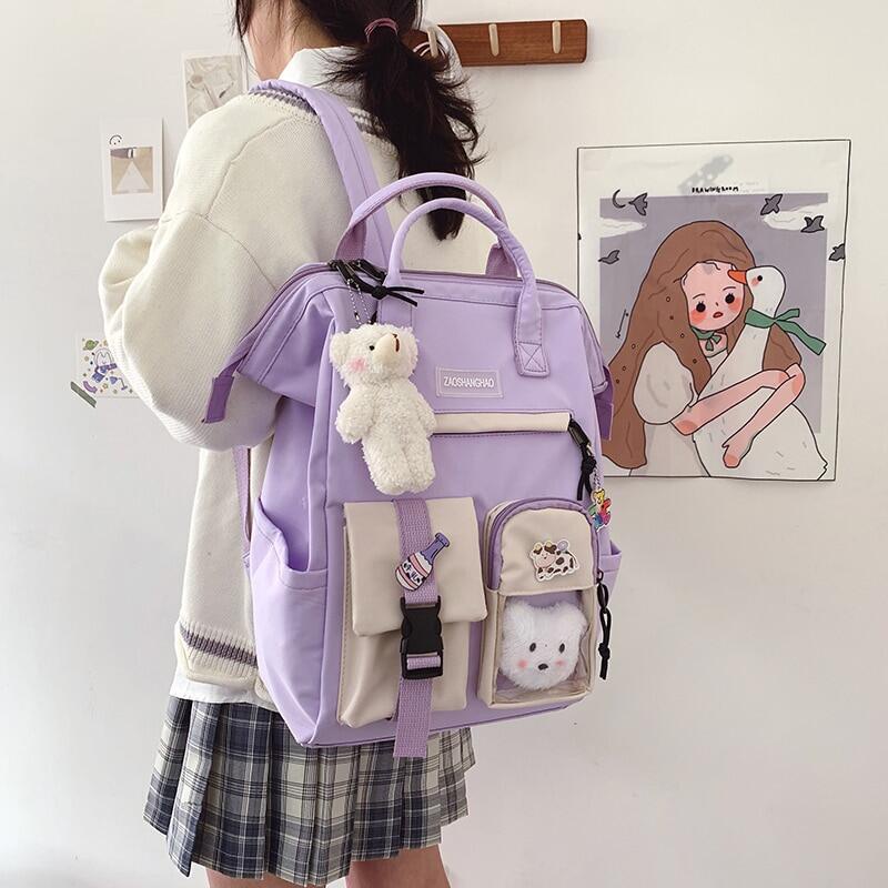 Purple and sale black backpack