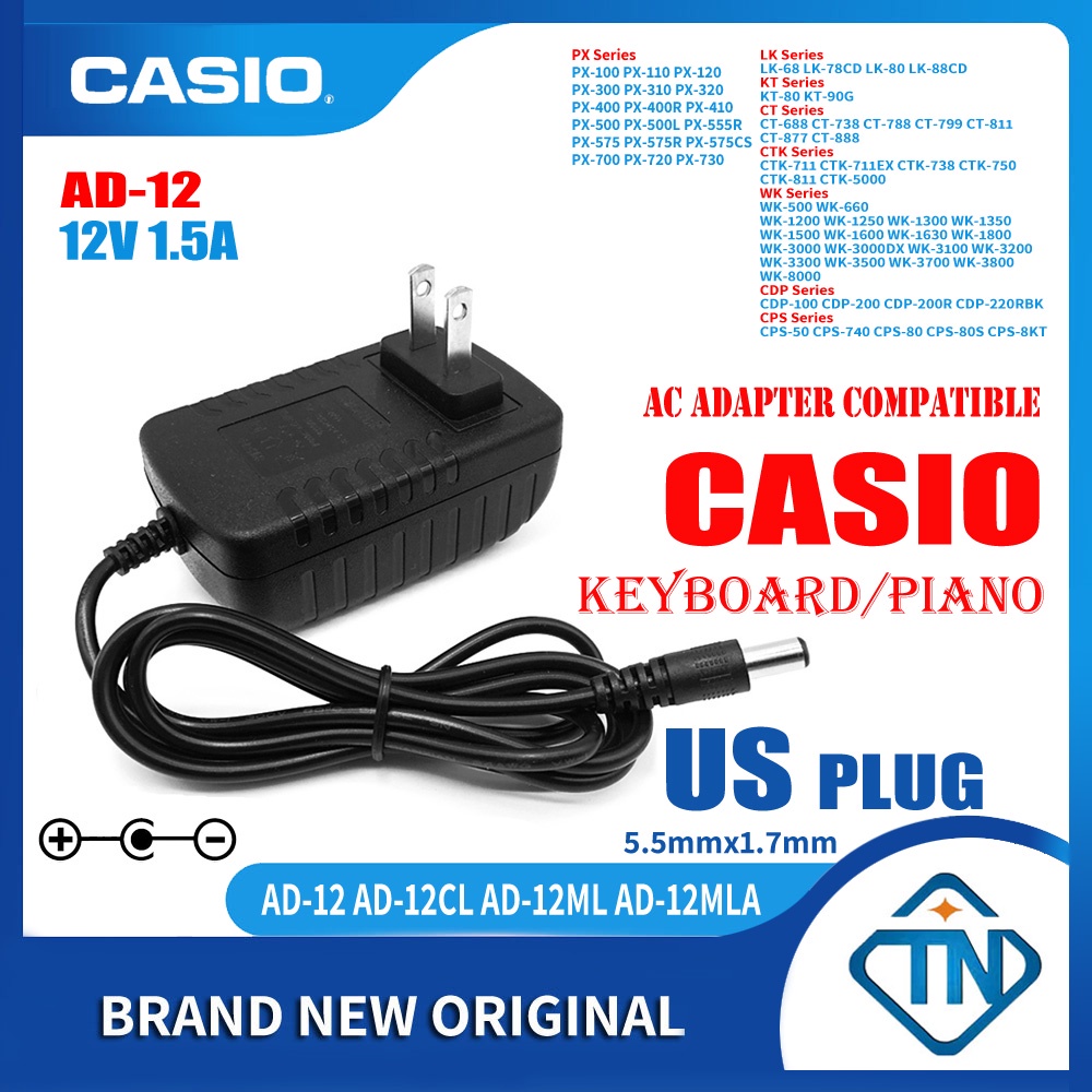 KURKUR 12V AC Adapter For Casio WK-1630 Ad-12ul Piano Keyboard DC - Foto 8