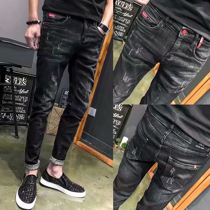 Black jeans hot sale damage mens