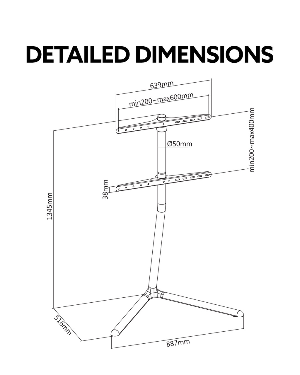 49 70 inch TV Stand 40kg F17 VSlender FREE 3Y Warranty Free