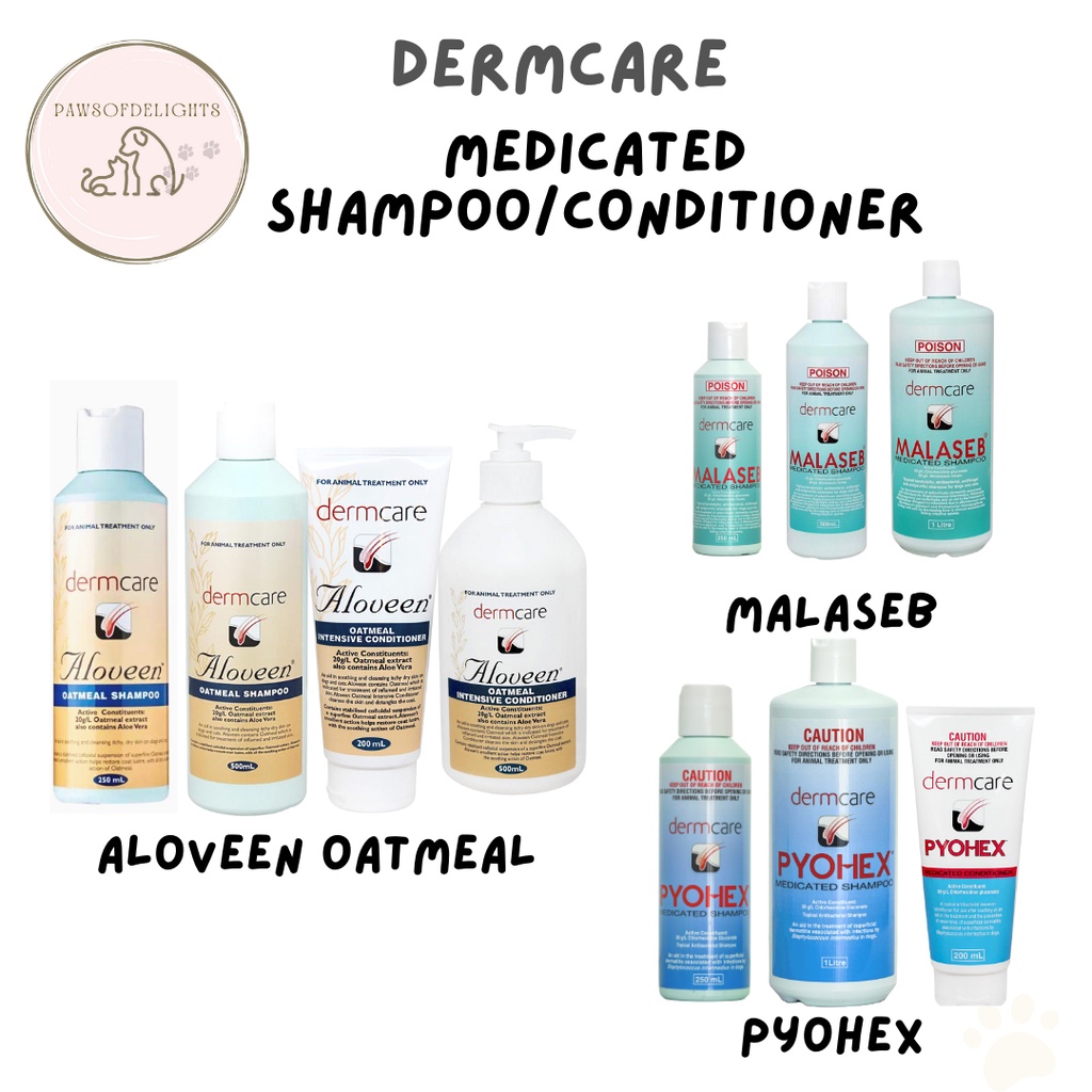 DERMCARE MEDICATED SHAMPOO/CONDITIONER Aloveen Oatmeal/Malaseb/Pyohex