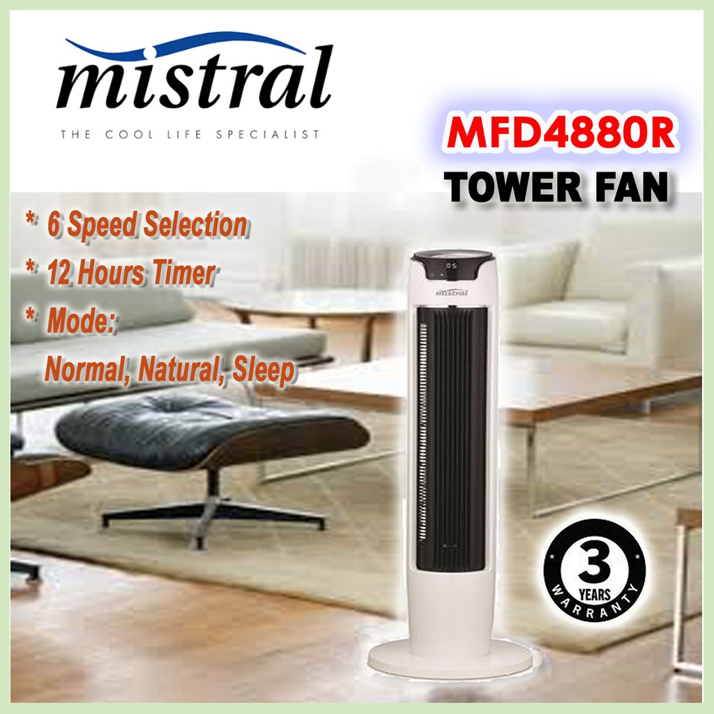 MISTRAL MFD4880R Tower Fan (6 Speed) Shopee Singapore
