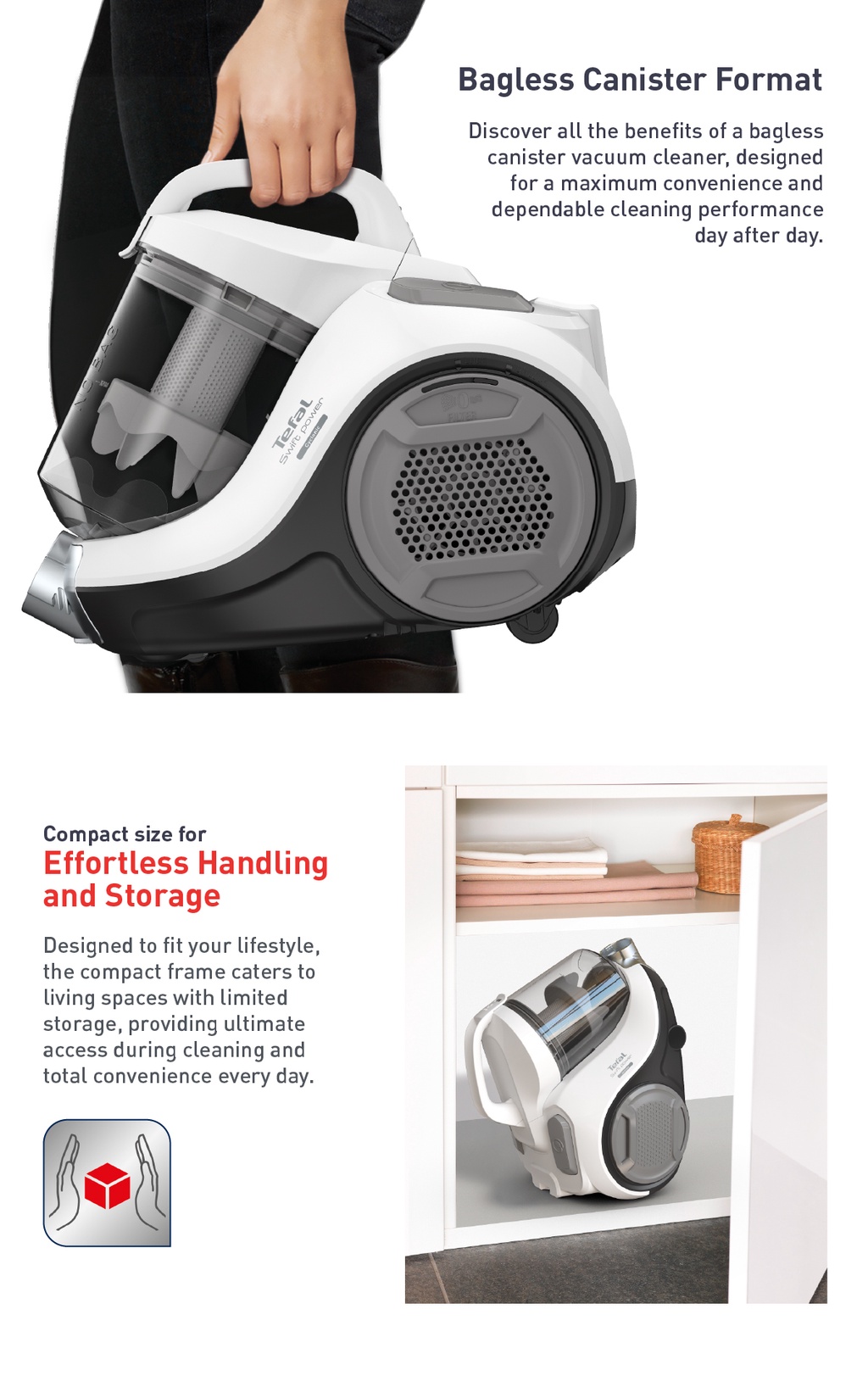 Tefal Swift Power Cyclonic Bagless Vacuum Cleaner TW2947 – 3 ...