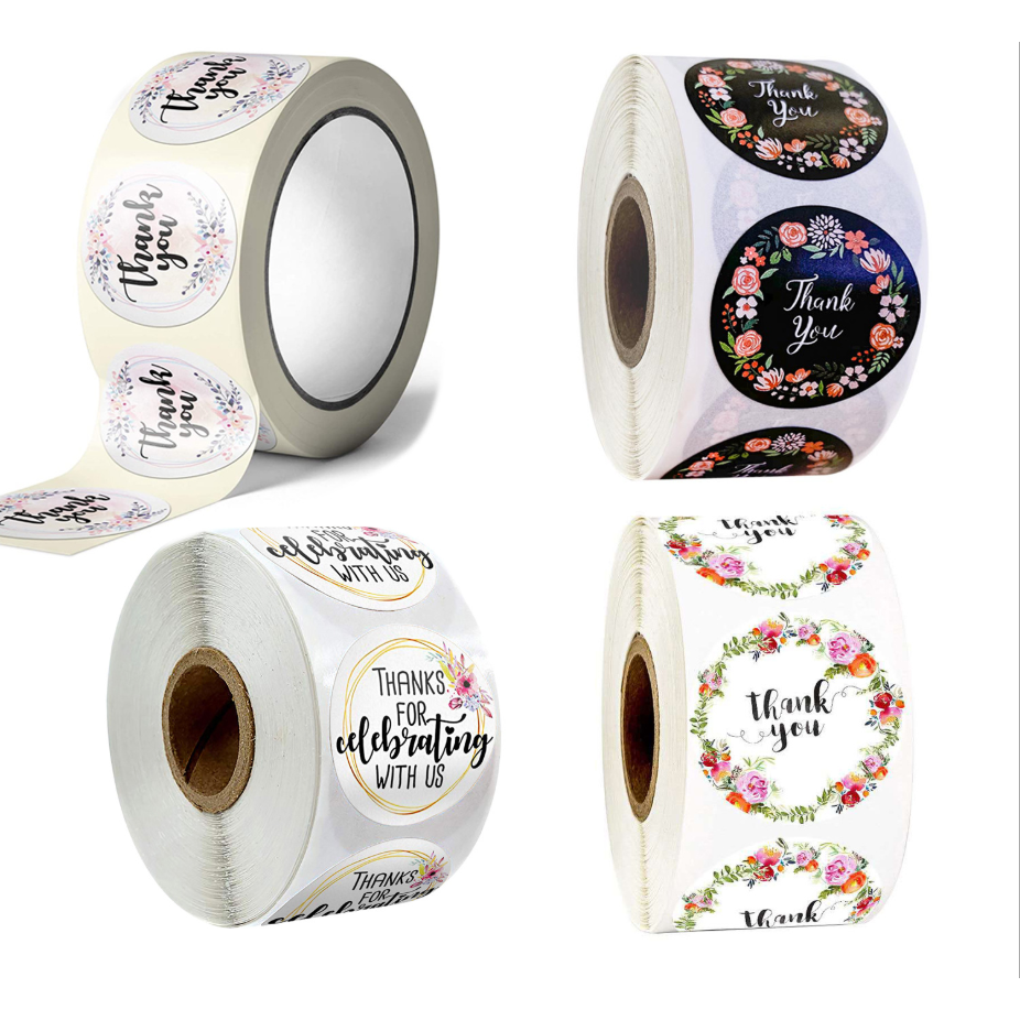 500pcs Round Floral Thank You Stickers for Wedding Favors and Party ...