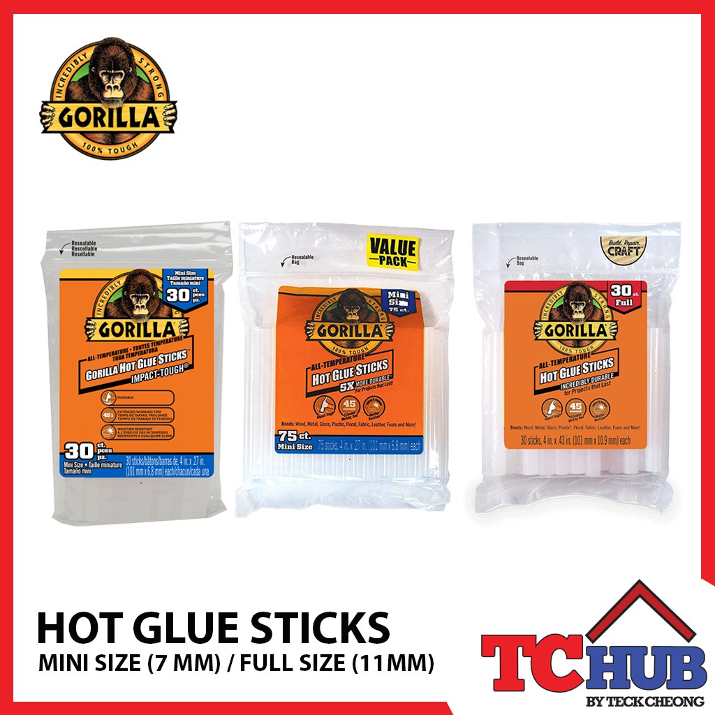 [Gorilla] Hot Glue Sticks Mini / Full Shopee Singapore