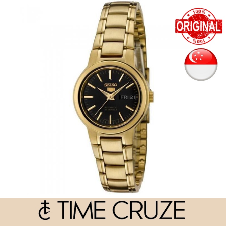 [Time Cruze] Seiko 5 SYME48 Automatic Gold Tone Stainless Steel Black ...