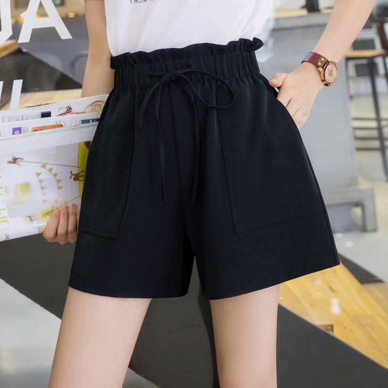 Women Shorts Pants Korean Fashin Wide Leg Pants Flower Bud High Waist Casual  Pants Seluar Pendek Perempuan 短裤宽松百搭高腰花苞裤 Ready Stock 219942