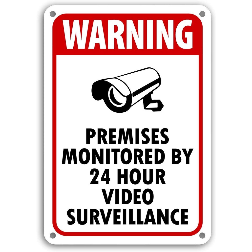 Warning Premises Monitored by -Hour Video Surveillance Signs CCTV ...