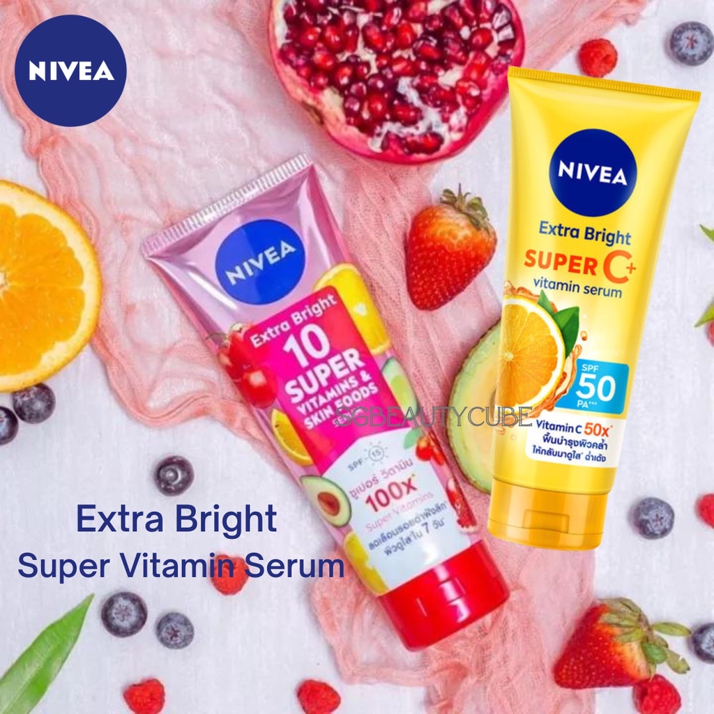 [SG INSTOCK] NIVEA Extra Bright 10 Super Vitamins & Skin Foods,Extra Bright Super C+ Serum 320ML