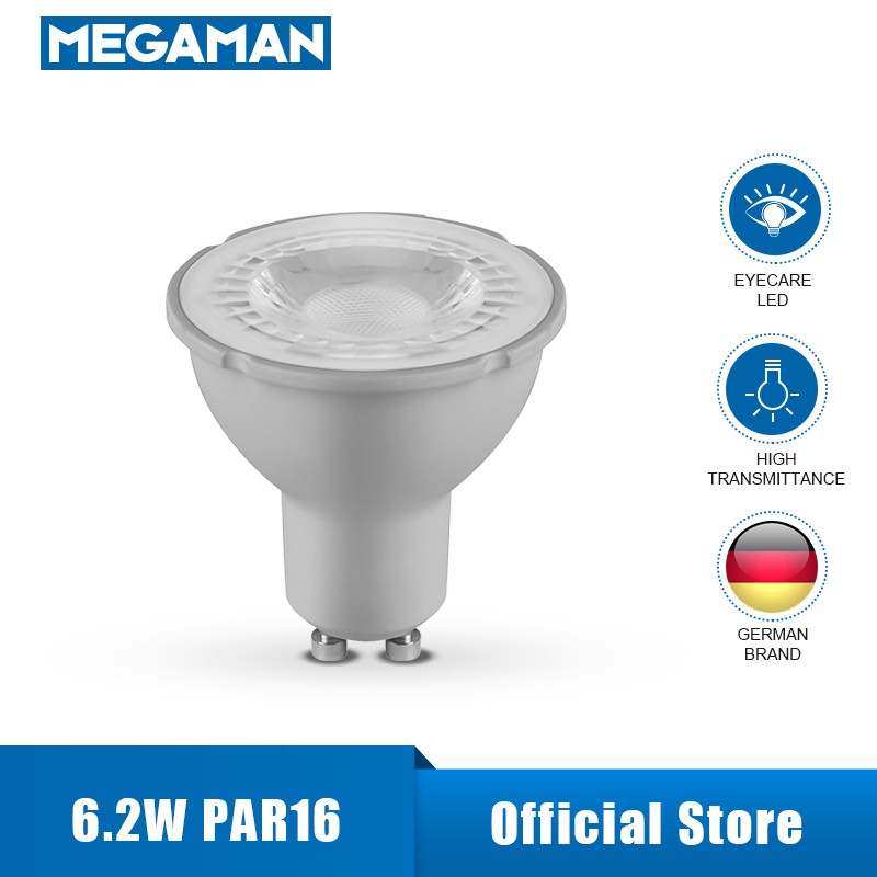 MEGAMAN PAR16 6.2W GU10 530LM 35 6500K Daylight Spotlight Shopee Singapore