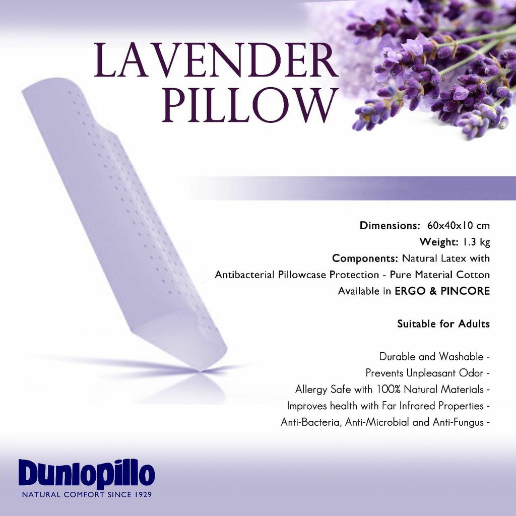 Dunlopillo Ergo Lavender Latex Pillow Shopee Singapore