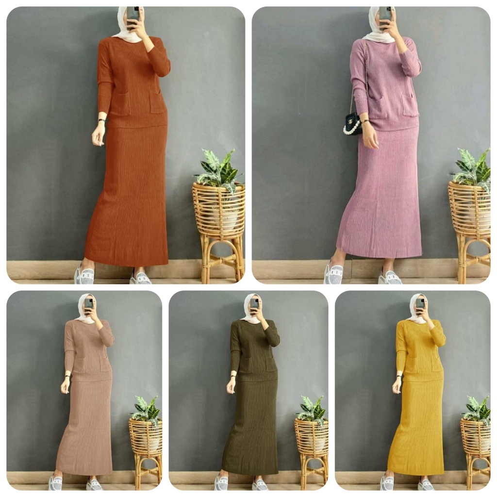 DELIA KNIT SET JUMBO XXL ONE SET WOMEN'S KNIT KNIT SKIRT SET 6 COLORS ...