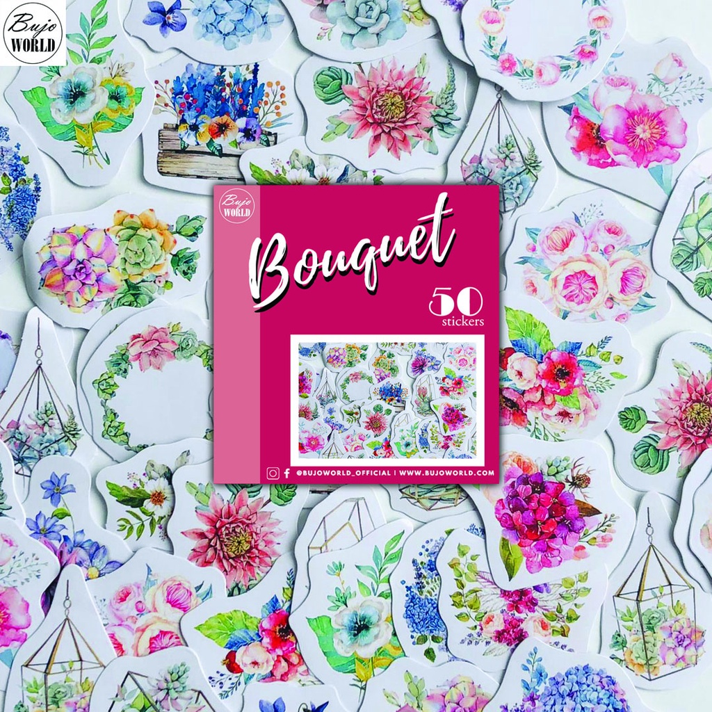 50 Flower Sticker Set Stickers for Diaries or Planners Floral Stickers Set  