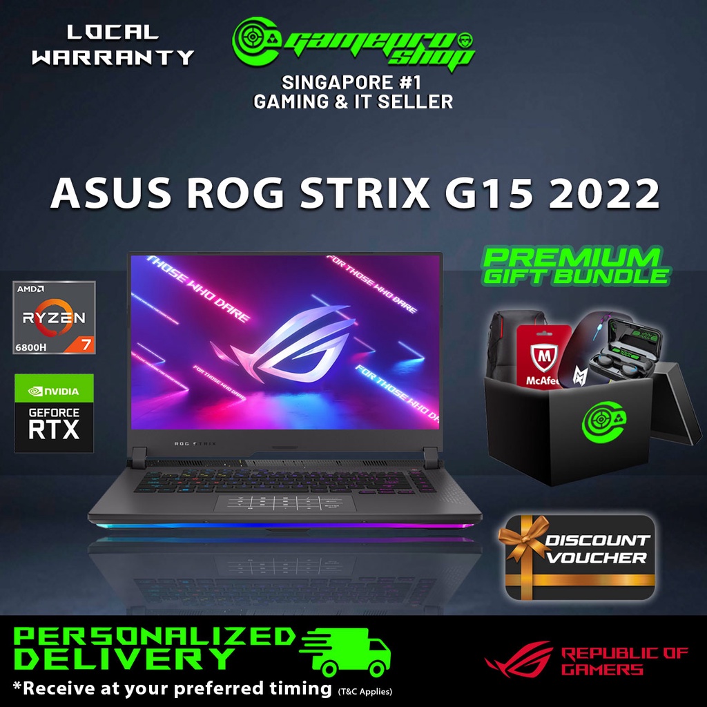[FREE GIFT] ASUS ROG Strix G15 2022 Gaming Laptop - Ryzen 7 6800H / RTX3050 / RTX3060 / 15.6 144hz / W11 / 2Y