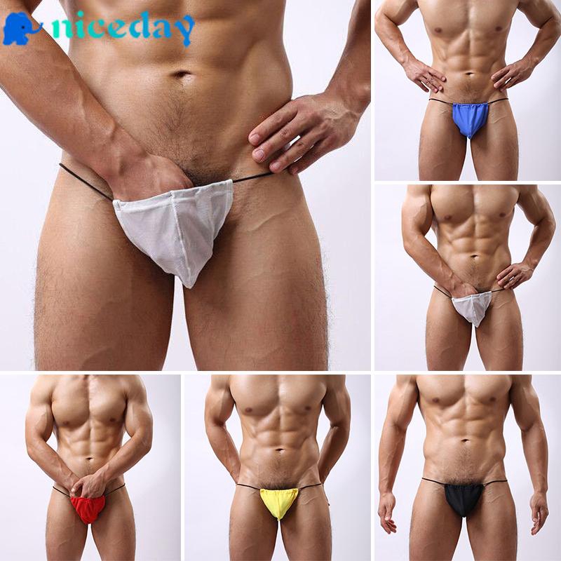 Mens Solid Color Lingerie Stretchy Underwear Bulge Pouch G-string