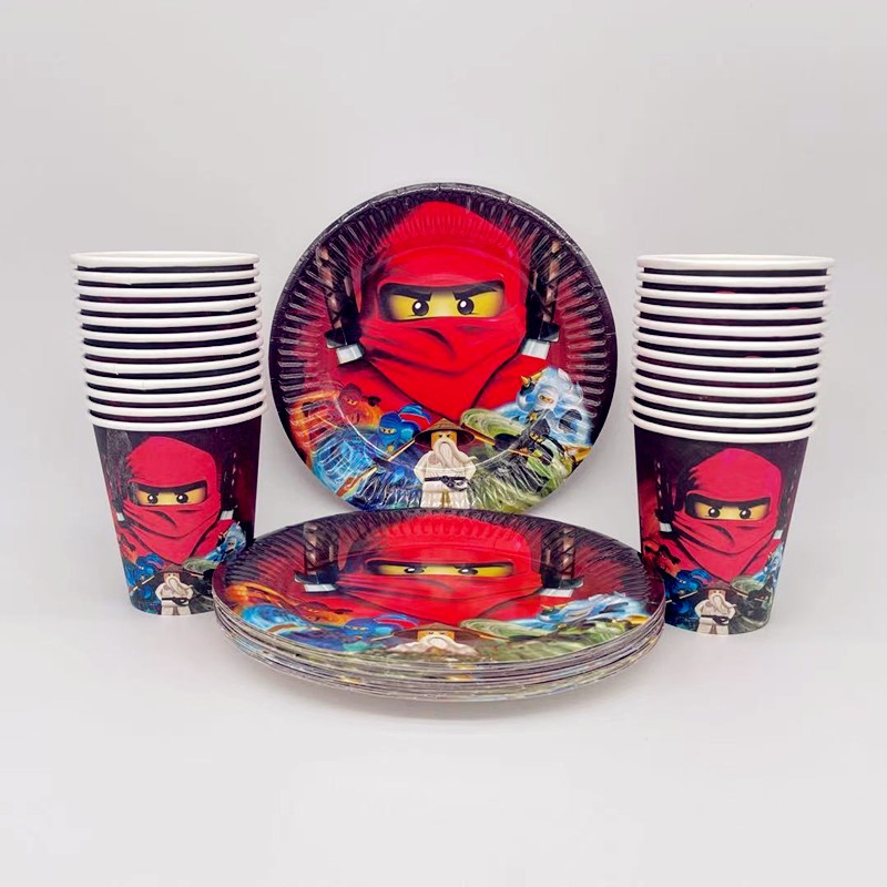 Ninjago Theme Disposable Party Tableware Set 24pcs Paper Plates 24pcs Paper Cups Shopee Singapore