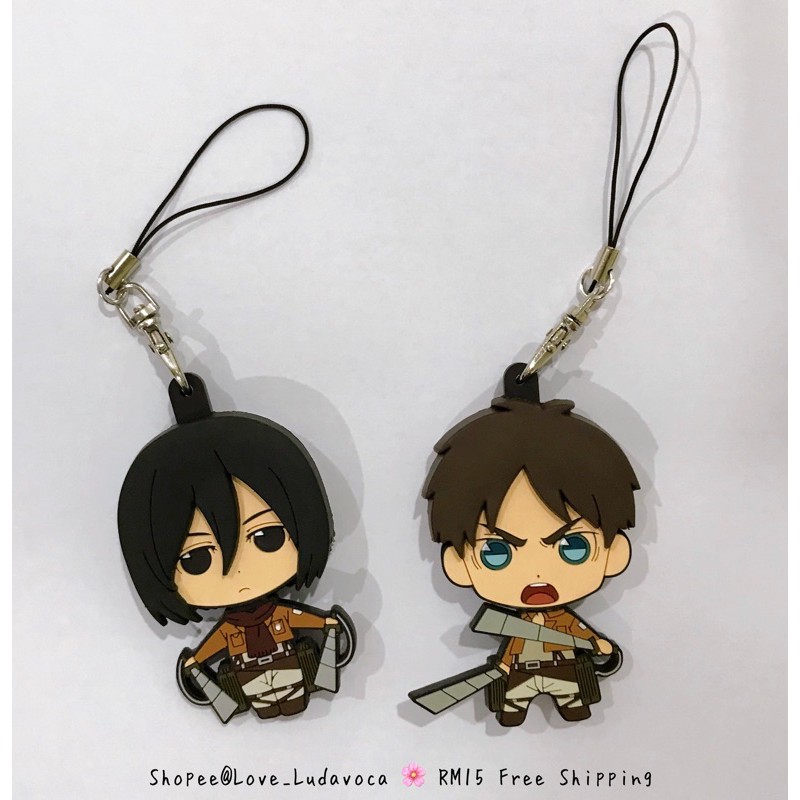 Available Attack on Titan Eren Mikasa Rubber strap Keychain shingeki no ...