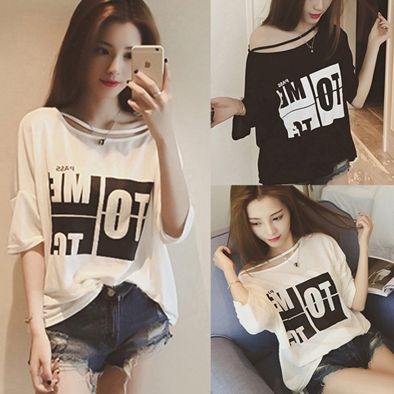 one shoulder loose t shirt