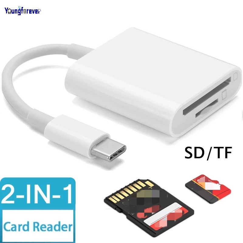 Portable Type C Card Reader Adapter/ 2 in 1 SD TF Data Transfer OTG ...
