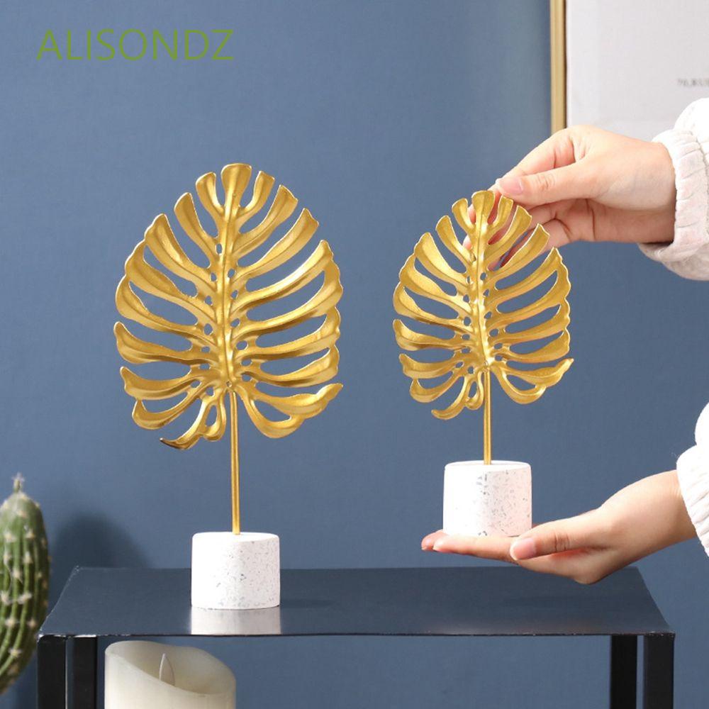 ALISONDZ Creative Leaf Figurines Modern Home Decoration Desktop Decor Office Gold Nordic Living Room Ornaments Leaves Statue