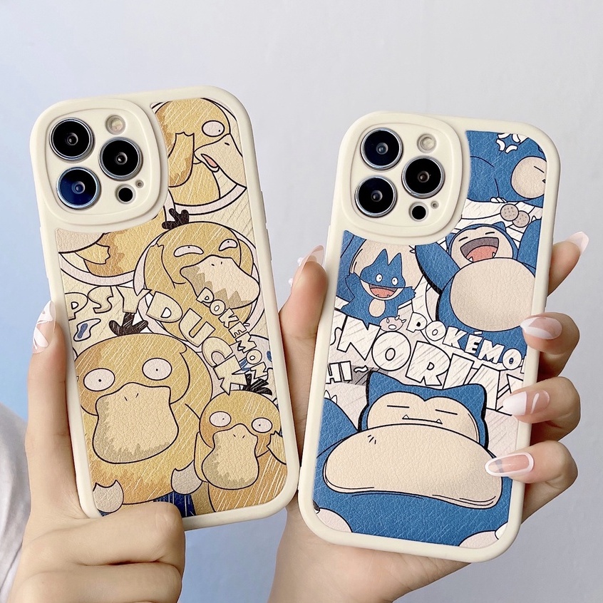 【New】Cartoon Funny Snorlax & Psyduck Skin TPU Phone Case, For iPhone 6, 7, 8,  X, XS, XR, 11, 12, 13, 14 Series