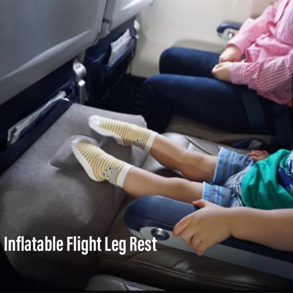 Inflatable foot rest clearance flight