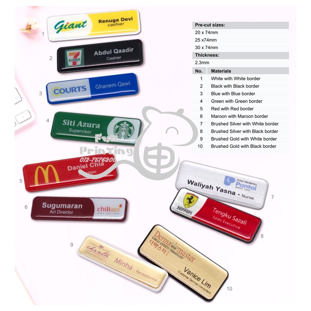 Name Tag Prestige with UV Coating and BORDER | Shopee Singapore