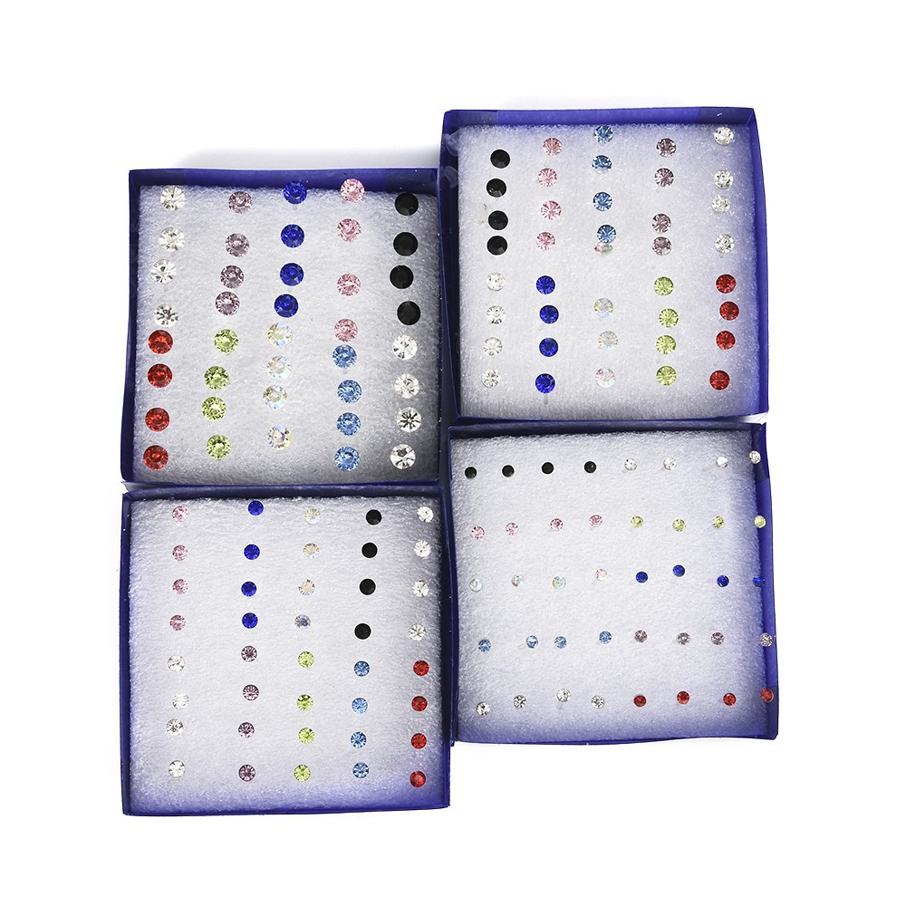 20 Pairs Crystal Plastic Studs Simple Fashion Ear Bur Earrings Set for ...